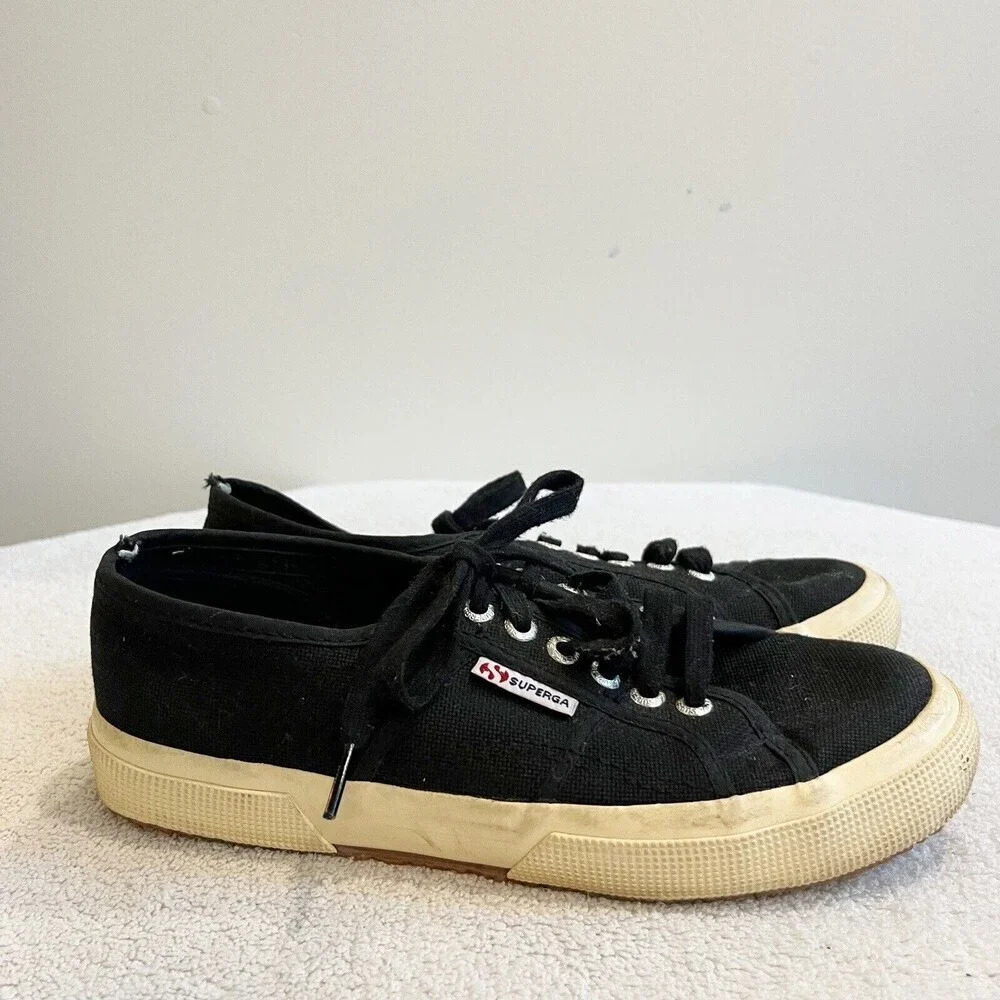 Superga Women’s Black Canvas Classic Sneaker 39/8 2750 Cotu Flat Shoes
